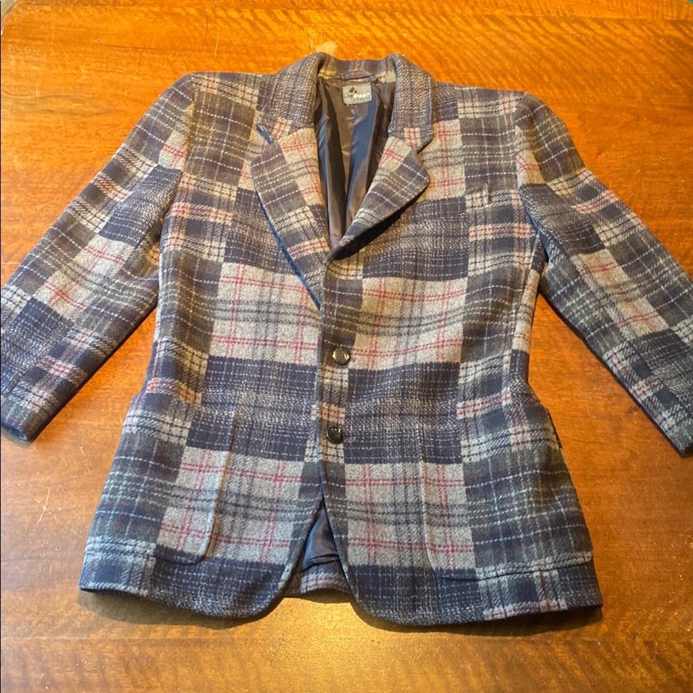 Vintage Liz Wear Women's Plaid Blazer - Navy, Gray, Red Sz 6P